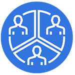 a circle divided into three sections with a person in each section